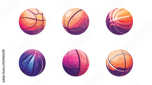 Flat Vector Basketball Ball Icon Illustration