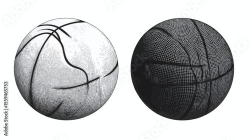 Basketball Basket Black and White Flat Vector Image for Sports Design Projects