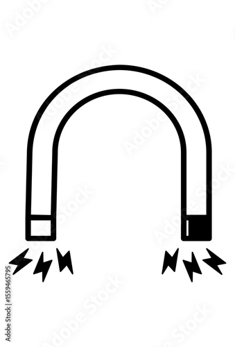 Horseshoe magnet icon showing invisible force field.
Simple illustration of a U-shaped magnet.
Symbolizing magnetism, attraction, and invisible energy.
