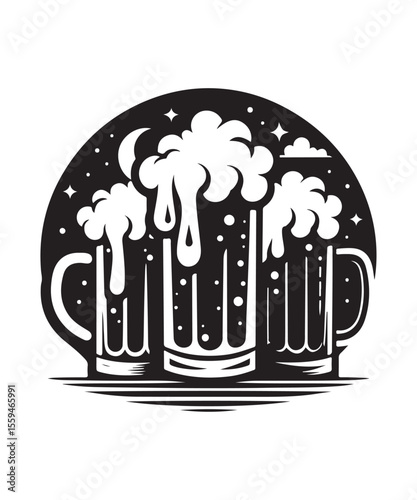 Beer mug of beer silhouette vector Illustration isolated on white background.