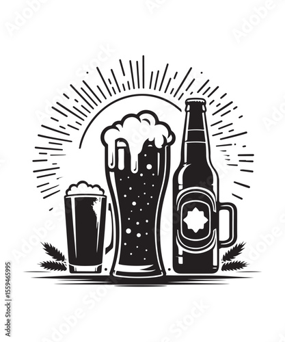 Beer mug of beer silhouette vector Illustration isolated on white background.