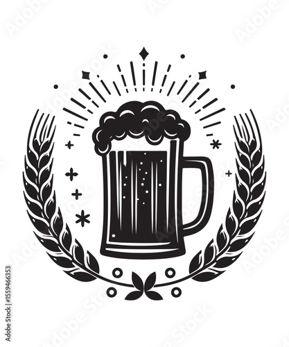 Beer mug of beer silhouette vector Illustration isolated on white background.
