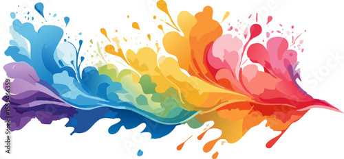 A burst of rainbow colors creating a splash effect, blending from blue to red in a dynamic flow