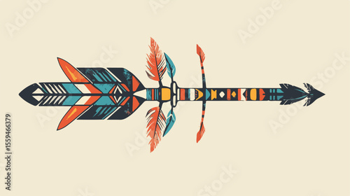 Boho Native Arrow Cross Vector Illustration