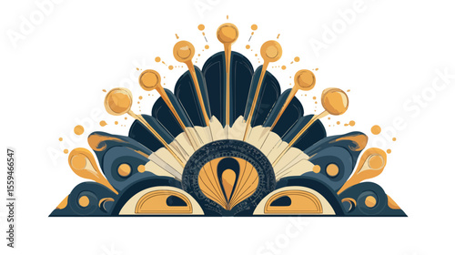 Elegant Art Deco Vignette and Border Decoration for Design Projects
