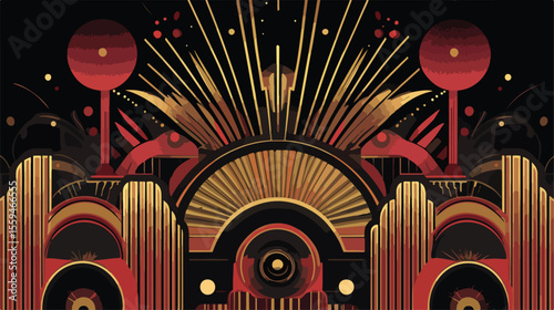 Art Deco Element for Gatsby Design in Flat Vector Illustration