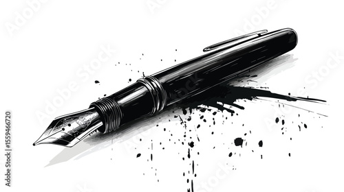Intricate Pen and Ink Flat Vector Illustration