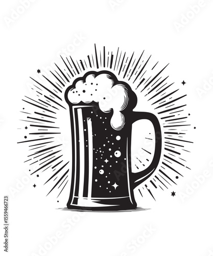 Beer mug of beer silhouette vector Illustration isolated on white background.