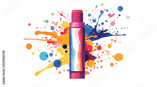Flat Vector Illustration of Art Tubes with Paint Design