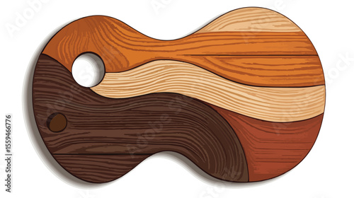 Wooden Palette Flat Vector Illustration for Artists and Painters
