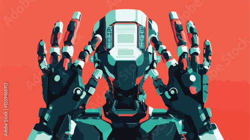 Futuristic Artificial Intelligence Robot with Techno Hands