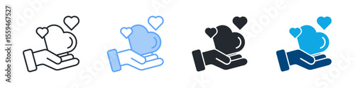Compassion Icon Set Multiple Style. Designed In Outline, Blue, Glyph, Dual Tone