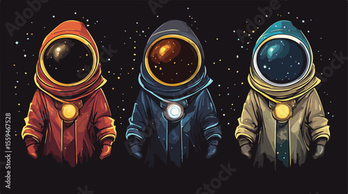 Futuristic Astronaut Helmet Magician Fantasy Illustration