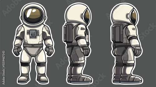 Stylish Cartoon Astronaut Space Character Sticker