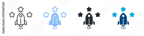 Motivation Icon Set Multiple Style. Designed In Outline, Blue, Glyph, Dual Tone