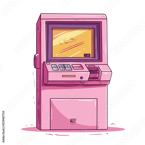 Hand Drawn Cartoon ATM Vector Illustration