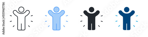 Confidence Icon Set Multiple Style. Designed In Outline, Blue, Glyph, Dual Tone