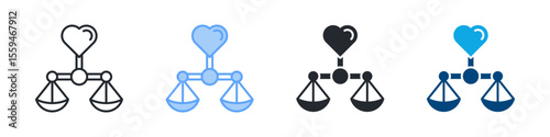 Balance Icon Set Multiple Style. Designed In Outline, Blue, Glyph, Dual Tone