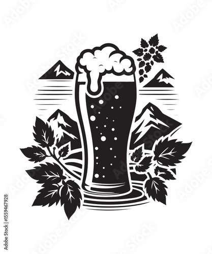 Beer mug of beer silhouette vector Illustration isolated on white background.