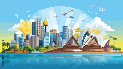 Australia Places Flat Vector Illustration