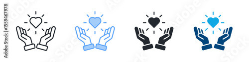 Kindness Icon Set Multiple Style. Designed In Outline, Blue, Glyph, Dual Tone