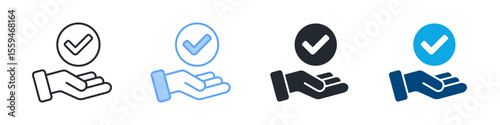Acceptance Icon Set Multiple Style. Designed In Outline, Blue, Glyph, Dual Tone