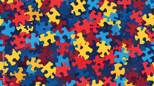 Autism Awareness Day Puzzle Pieces Vector Illustration