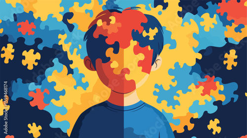 Autism Awareness Day Concept Flat Vector Illustration