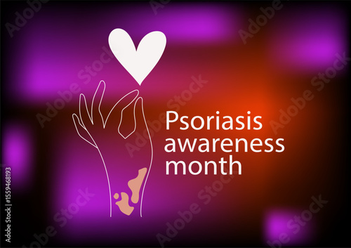 Psoriasis awareness month banner.  Linear  vector illustration.
