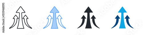 Growth Icon Set Multiple Style. Designed In Outline, Blue, Glyph, Dual Tone