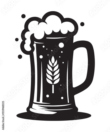 Beer mug of beer silhouette vector Illustration isolated on white background.