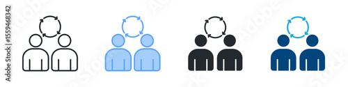 Interpersonal Icon Set Multiple Style. Designed In Outline, Blue, Glyph, Dual Tone