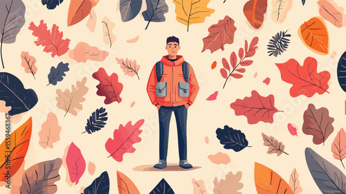 Autumn Season Flat Vector Illustration Centered