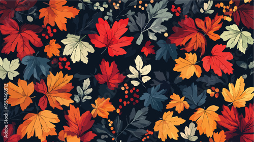 Vibrant Autumn Leaf Maple Flat Vector Illustration