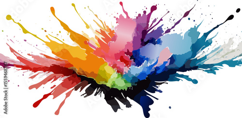 A vibrant splash of mixed paint colors creating a lively and dynamic image