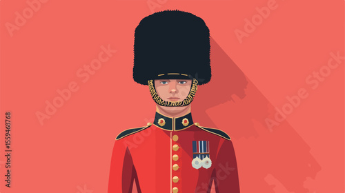 British Guard Avatar Front View Isolated on White Background