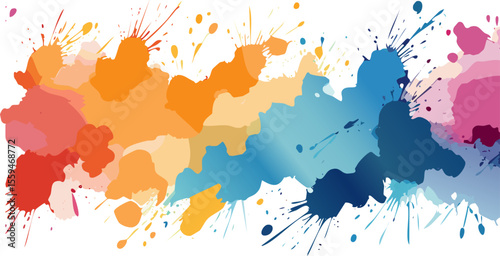 Colorful artistic watercolor splash design with a vibrant blend of hues, creating a dynamic and expressive visual