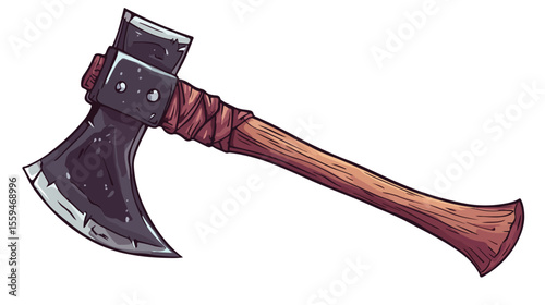Sharp Axe Vector Illustration Isolated on White Background
