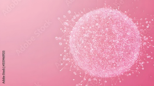 Pink Abstract Sphere Network Connections Digital Art