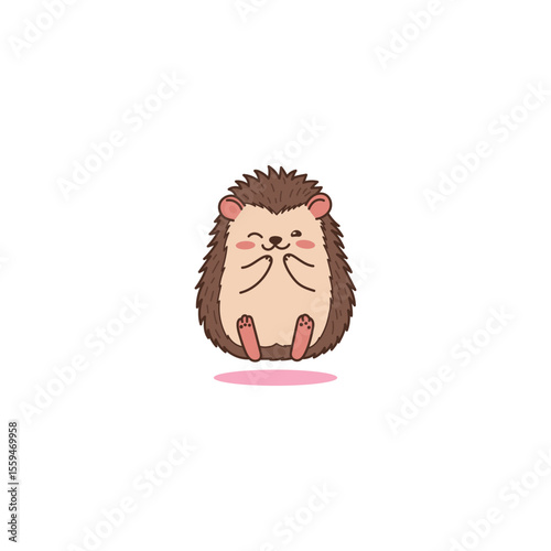 An icon of a cute cartoon hedgehog sitting with a serene and contented expression, symbolizing peace, satisfaction, and inner calm.