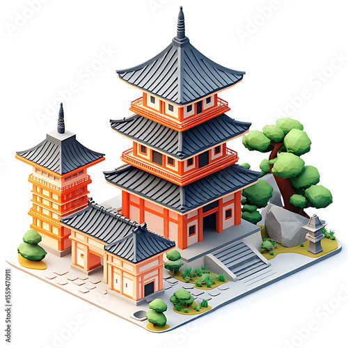 3D icon of ancient Chinese architectural