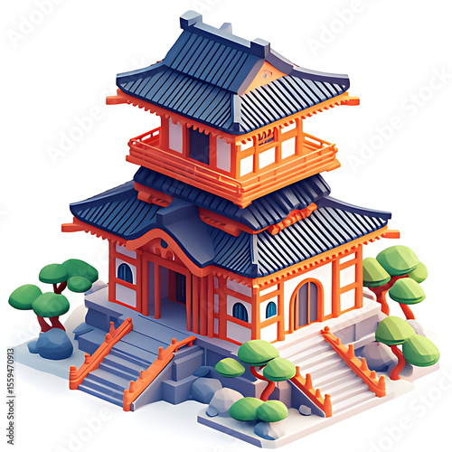 3D icon of ancient Chinese architectural