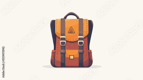 Exploration Travel Backpack Flat Vector Illustration