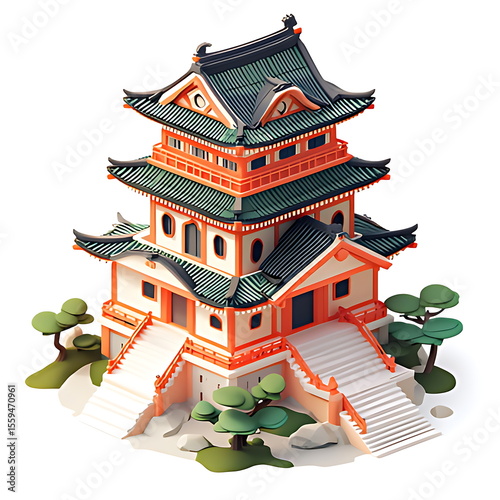 3D icon of ancient Chinese architectural