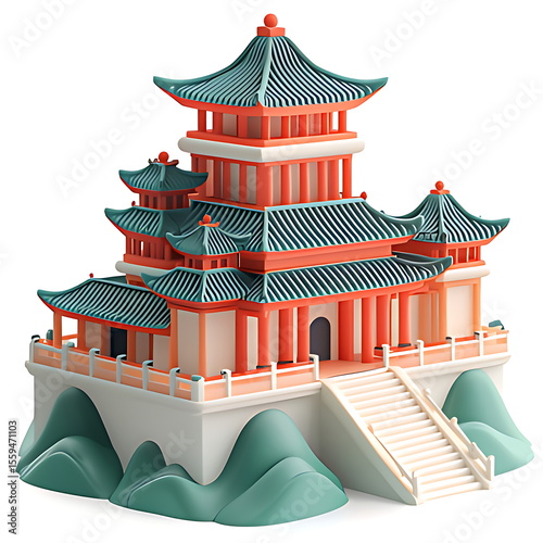 3D icon of ancient Chinese architectural