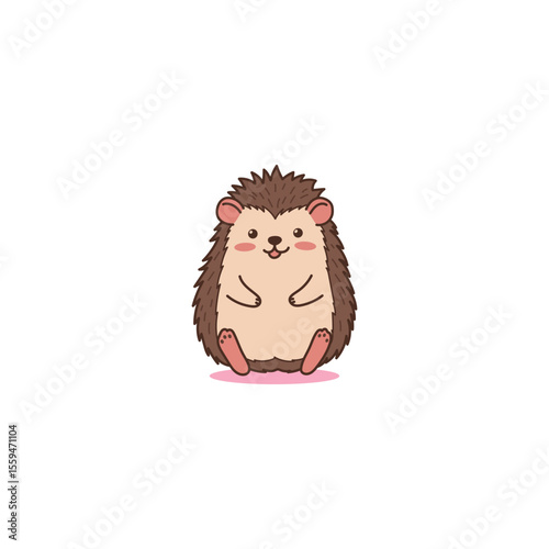 An icon of a cute cartoon hedgehog sitting with a relaxed posture and gentle smile, symbolizing calm, comfort, and peacefulness.