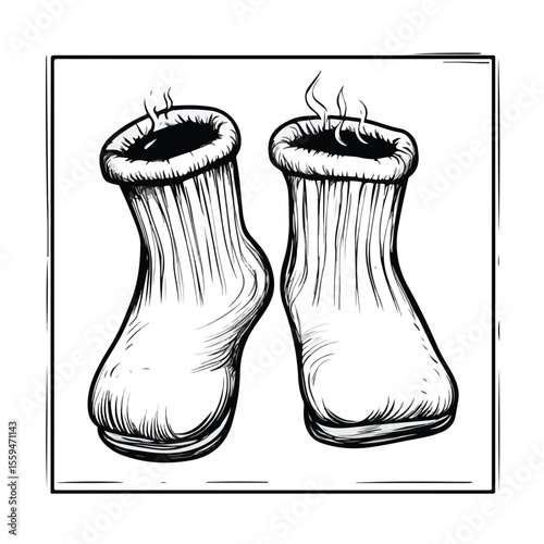 Funny Cartoon Vector of Bad Smell Socks - Black Background