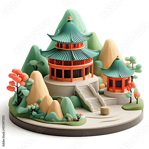 3D icon of ancient Chinese architectural