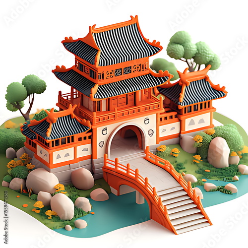 3D icon of ancient Chinese architectural