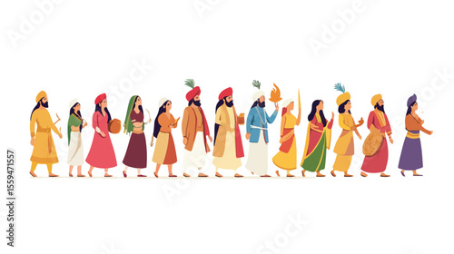 Vibrant Baisakhi Indian Event Flat Vector Illustration